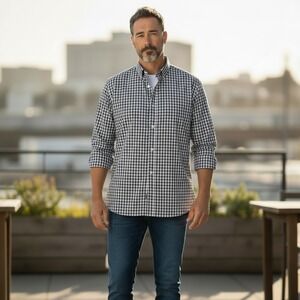 Brooks Brothers Mens 18.5 36/37 Non-Iron Stretch Supima Cotton Gingham Shirt